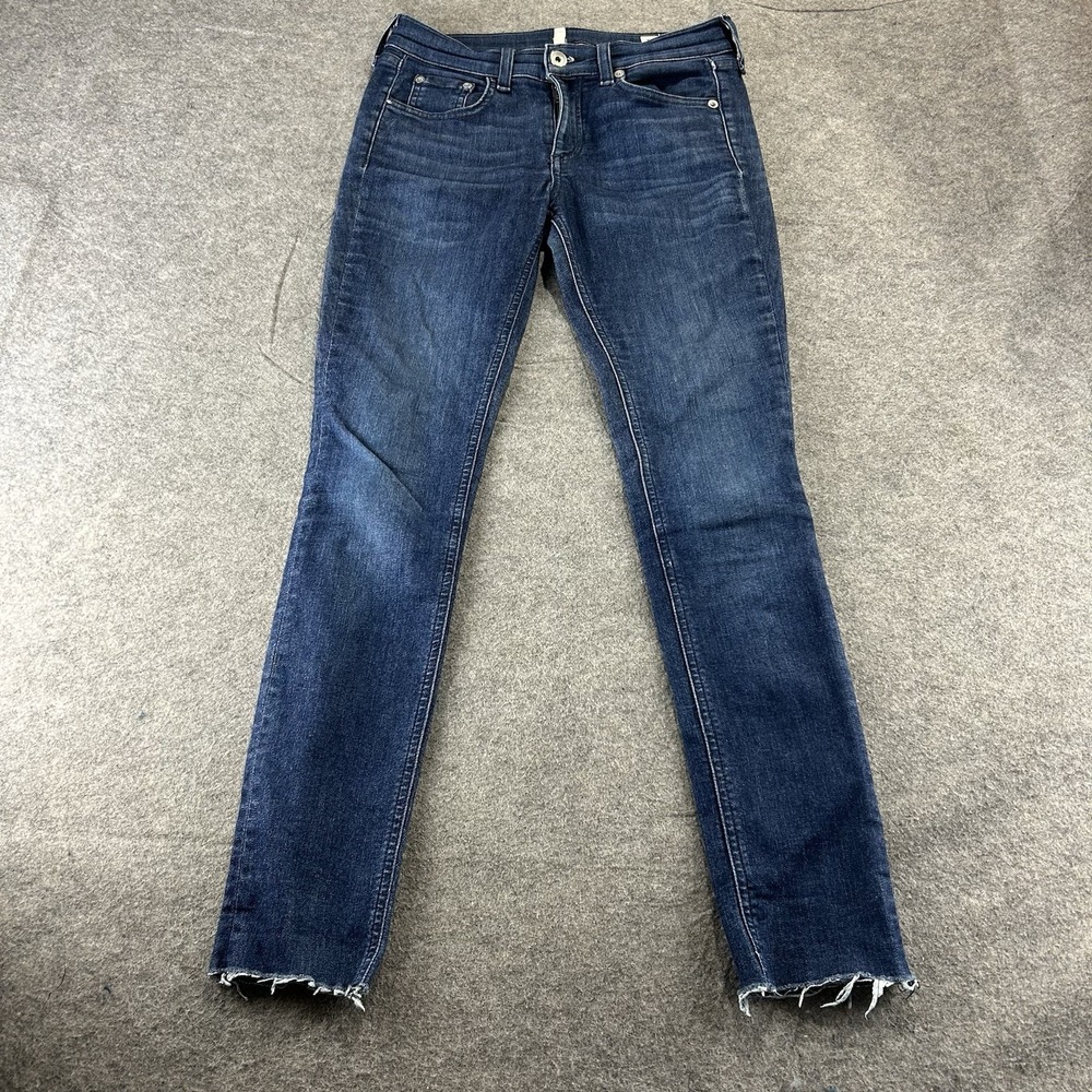RAG & BONE Skinny Denim Jeans Size 26 Dark Blue Wash Stretch Ankle Length